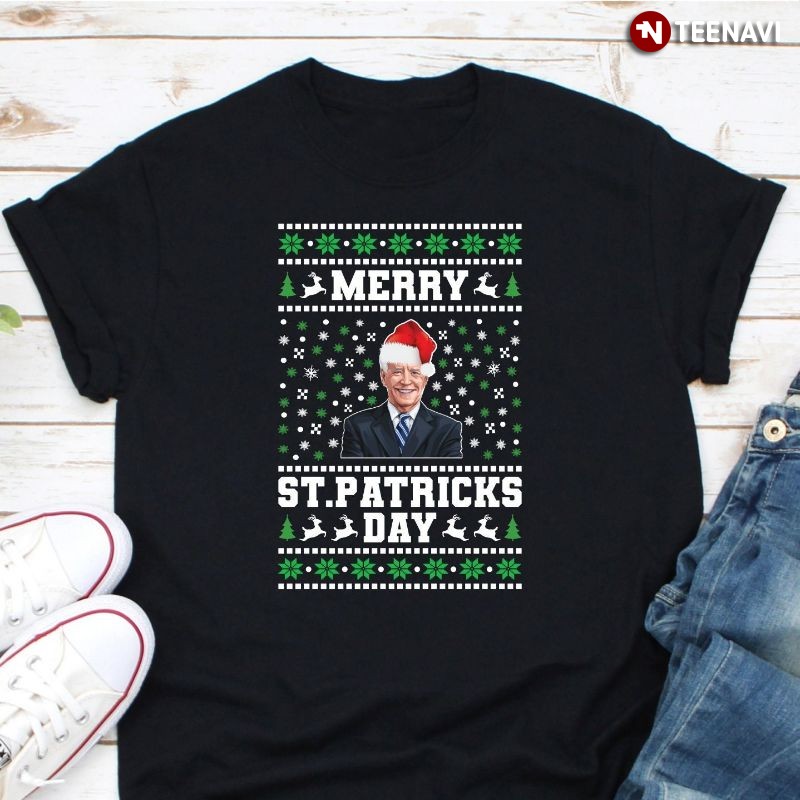 Funny Anti-Joe Biden Ugly Christmas Shirt, Merry St. Patricks Day