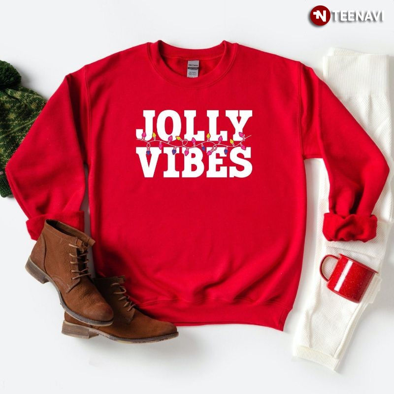 Christmas Light String Sweatshirt, Jolly Vibes