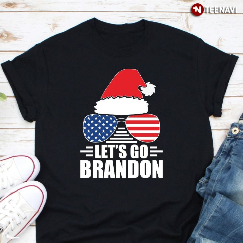 Anti-Joe Biden Christmas Santa Hat Shirt, Let's Go Brandon