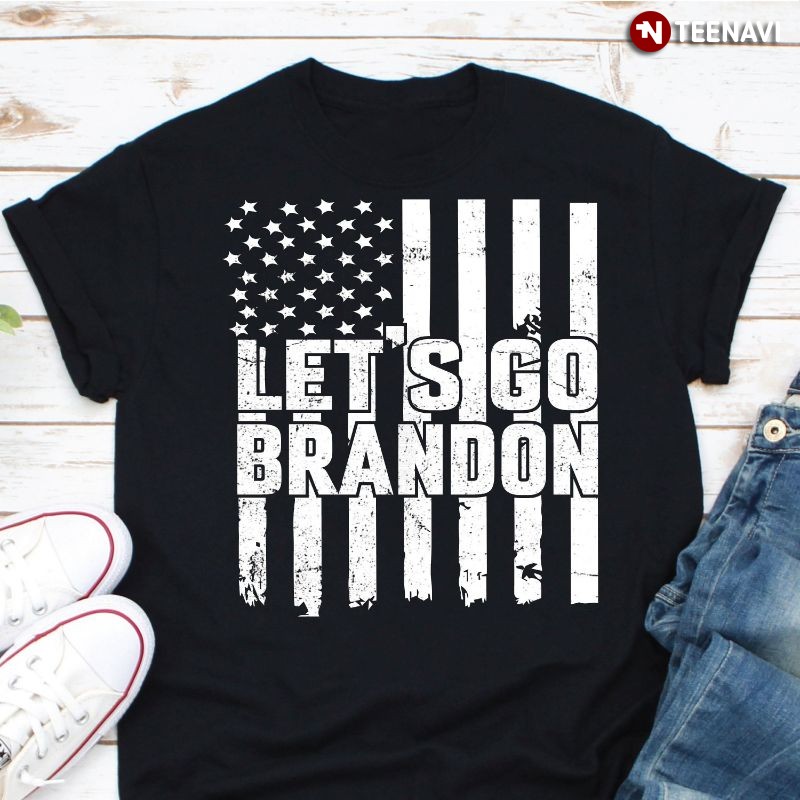 Anti-Joe Biden Distressed American Flag Shirt, Let’s Go Brandon
