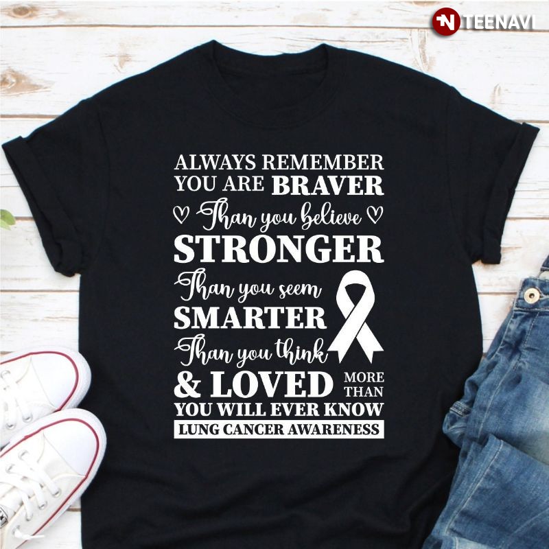 Lung Cancer Awareness Shirt, Always Remember You Are Braver Than You Believe