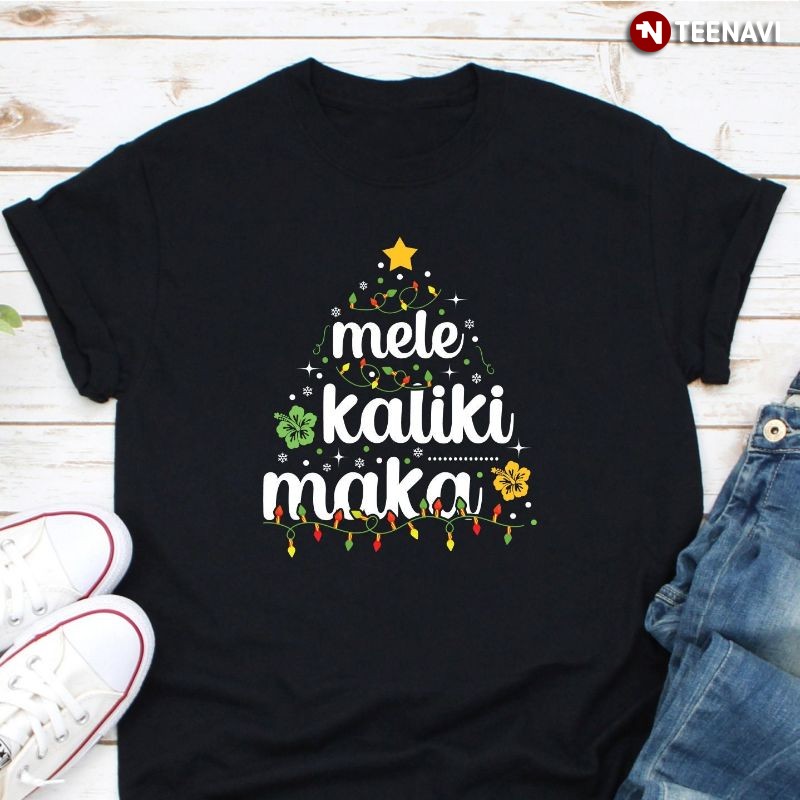 Hawaiian-themed Christmas Song Shirt, Mele Kalikimaka