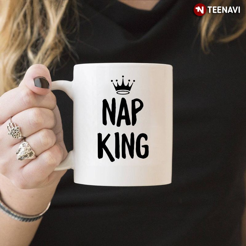 Funny Napping Lover Crown Mug, Nap King