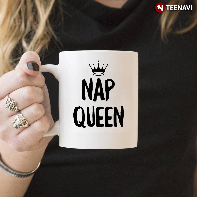 Funny Napping Lover Crown Mug, Nap Queen