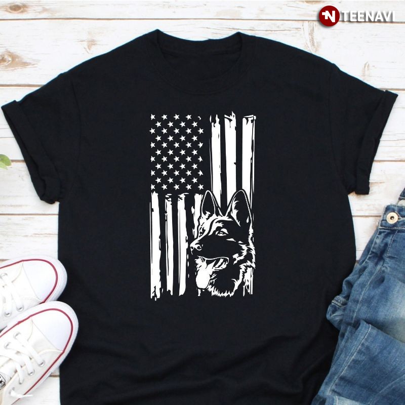 USA Patriotic Dog Lover Shirt, American Flag German Shepherd Dog