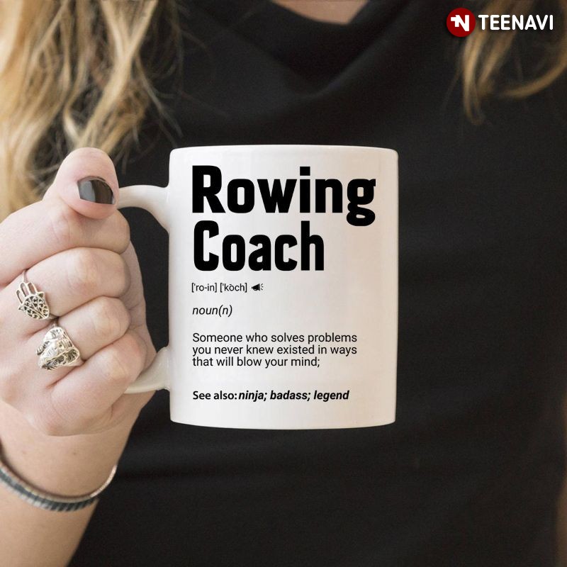 Funny Rower Trainer Mug, Rowing Coach Definition Noun