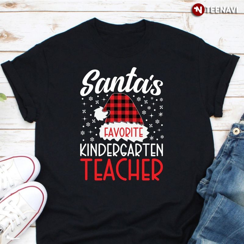 Kindergarten Teacher Shirt, Santa’s Favorite Kindergarten Teacher