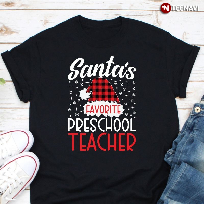 Santa Claus Preschool Teacher Shirt, Santa’s Favorite Preschool Teacher