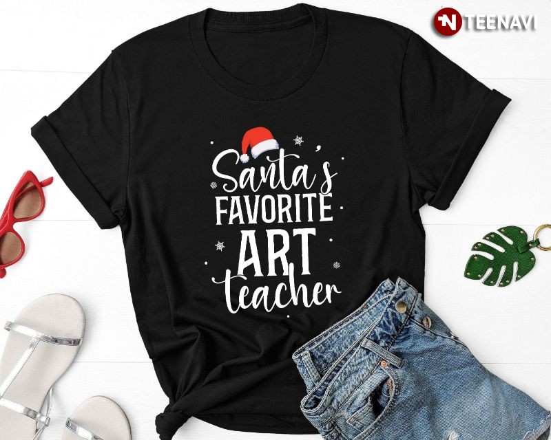 Christmas Santa Claus Art Teacher Shirt, Santa’s Favorite Art Teacher