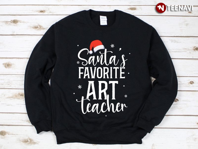 Christmas Santa Claus Art Teacher Sweatshirt, Santa’s Favorite Art Teacher