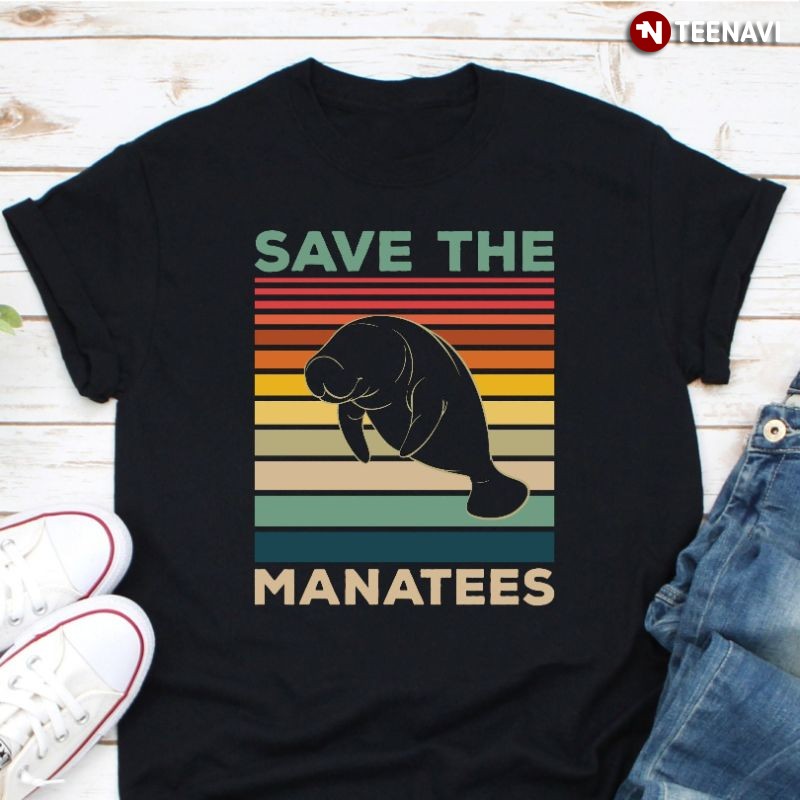 Retro Manatee Lover Shirt, Save The Manatees