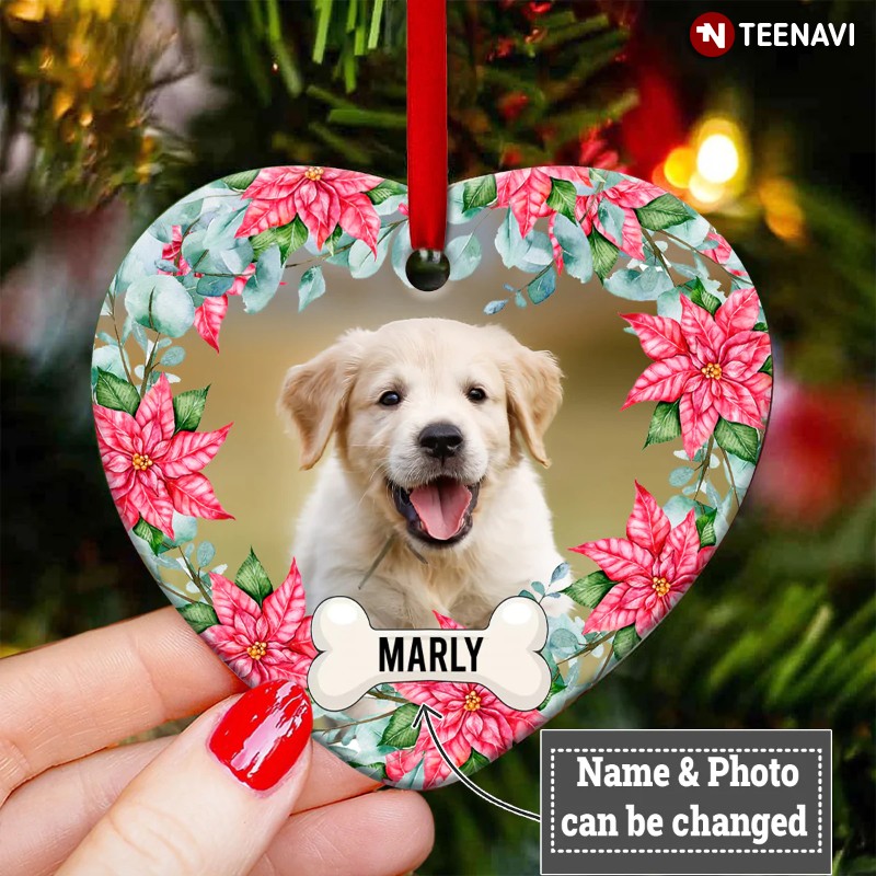 Personalized Christmas Gift Dog Lover Heart Ornament