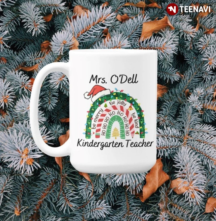 Personalized Kindergarten Teacher Christmas Mug