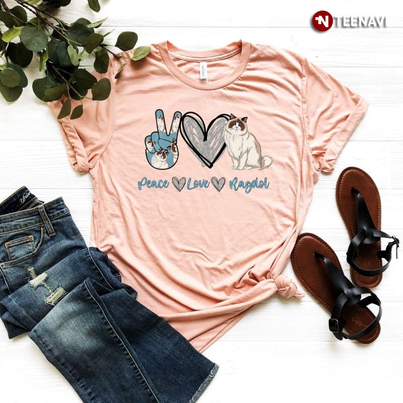 Ragdoll Cat Shirt, Peace Love Ragdoll