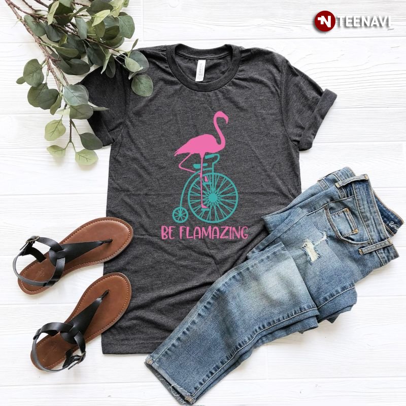 Funny Flamingo Shirt, Be Flamazing