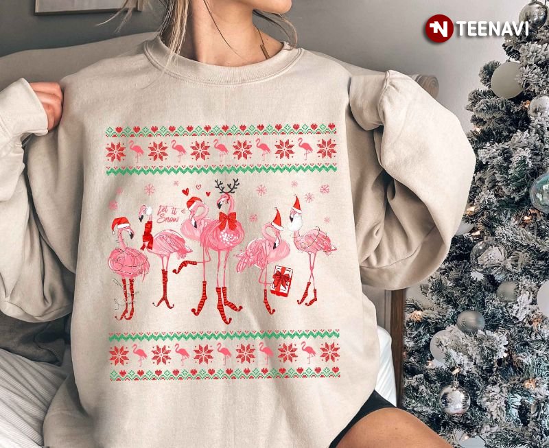 Flamingo Christmas Sweatshirt, Funny Flamingos Ugly Christmas