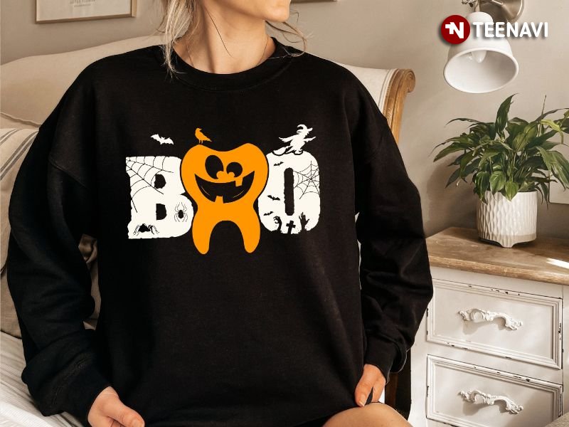 Boo Dentist Sweatshirt, Boo Funny Tooth Happy Halloween