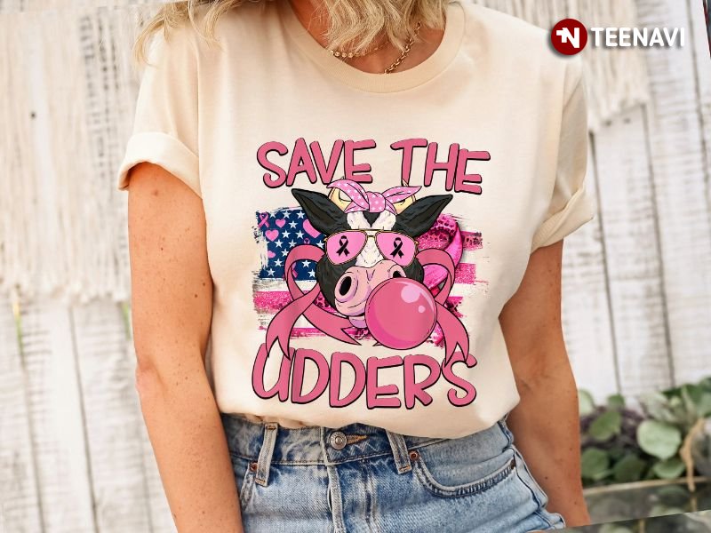 Breast Cancer Cow Shirt, Save The Udders