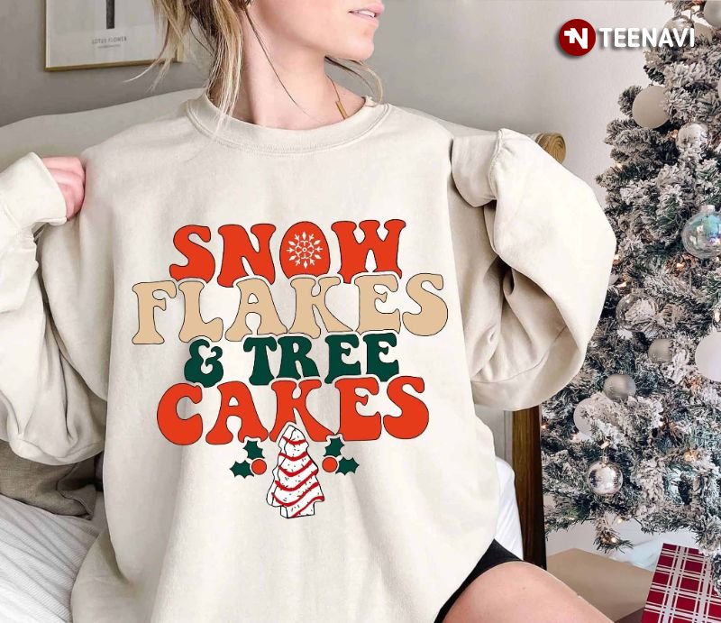 Christmas Party Sweatshirt,  Snow Flakes And Tree Cakes