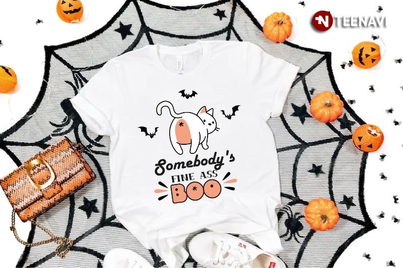 Funny Halloween Cat Shirt, Somebody's Fine Ass Boo