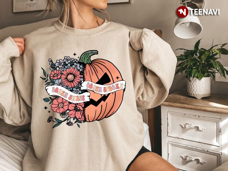 Flower Halloween Sweatshirt, Sorta Sheet Sorta Spooky
