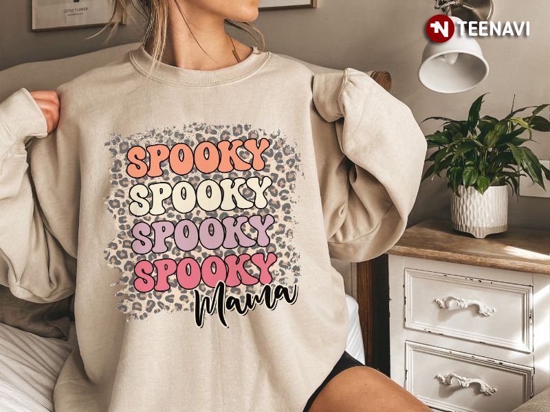 Spooky Mama Leopard Sweatshirt, Spooky Spooky Spooky Spooky Mama