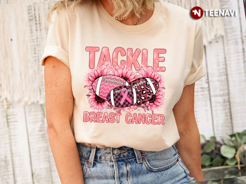 Breast Cancer Football Shirt, Tackle Breast Cancer Leopard