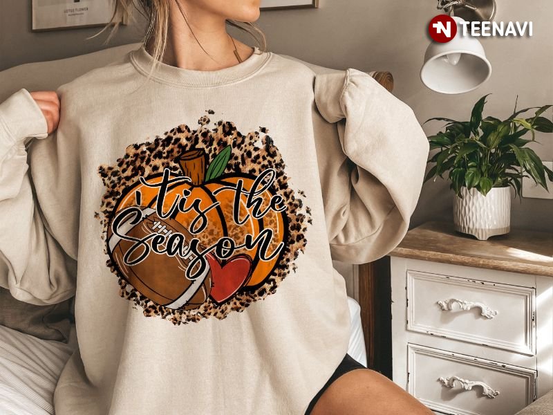 Football Pumpkin Sweatshirt, 'Tis The Season Leopard