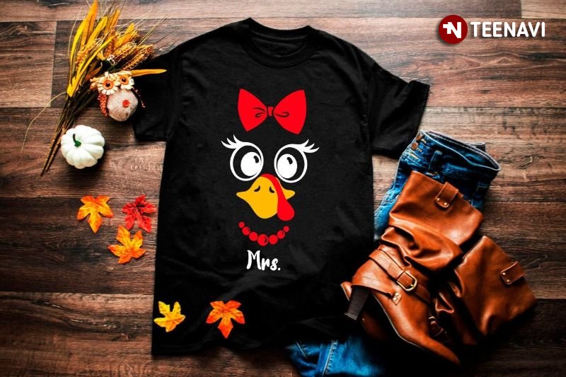 Funny Thanksgiving Couple Shirt, Mrs Turkey