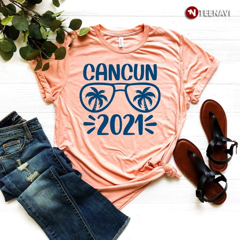 Summer Vacation Shirt, Cancun 2021 Palm Sunglasses