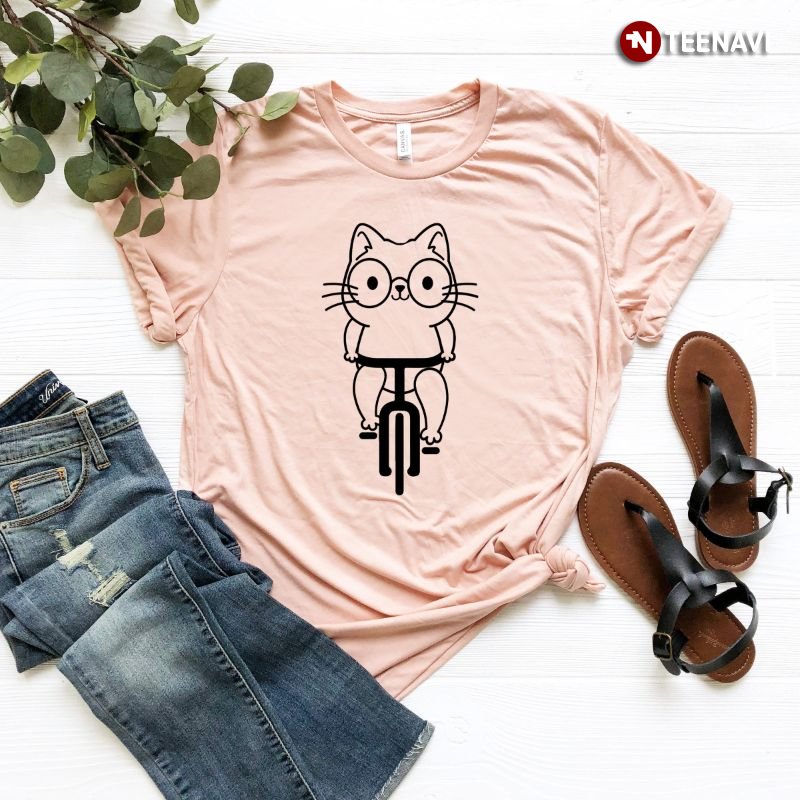 Funny Cat Shirt, Cat Riding Bike
