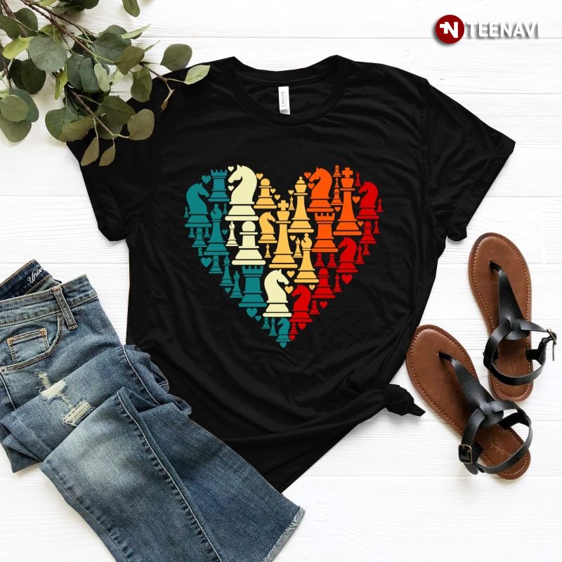 Chess Lover Shirt, Heart Chess Pieces