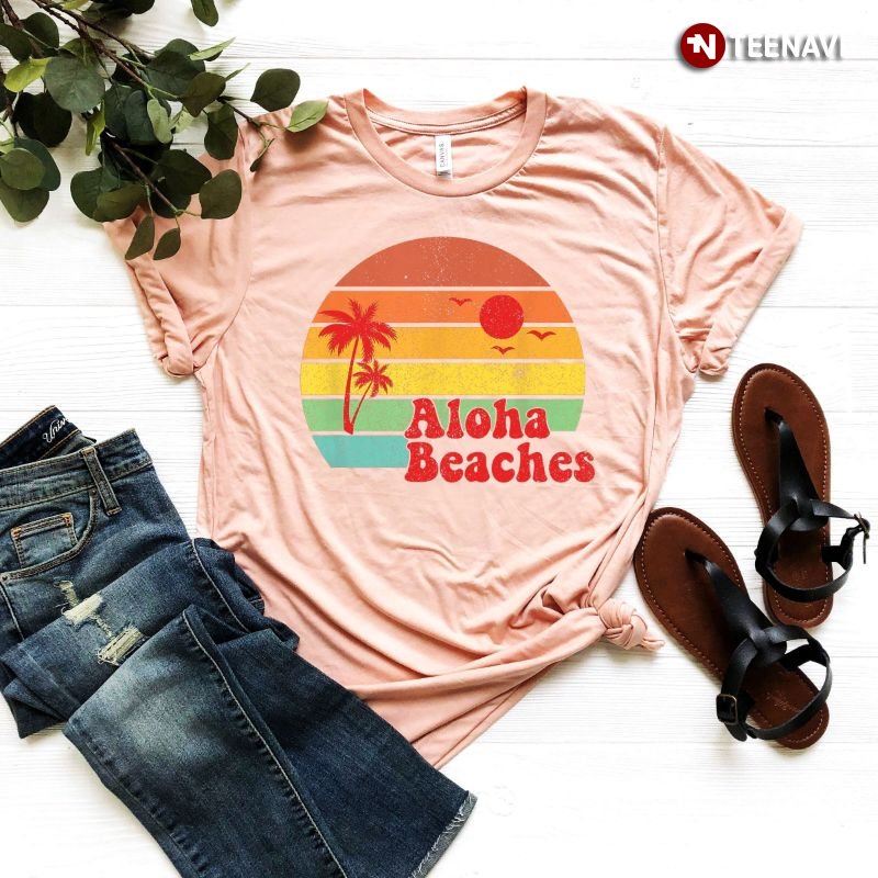 Aloha Summer Shirt, Vintage Aloha Beaches