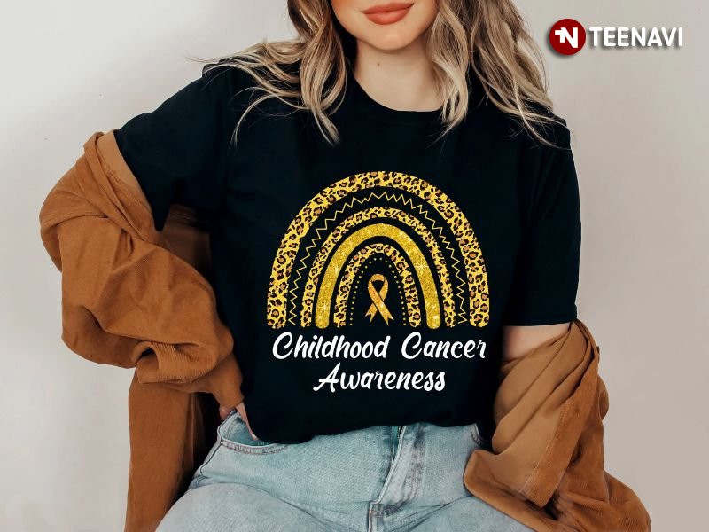 Childhood Cancer Shirt, Childhood Cancer Awareness Rainbow Leopard