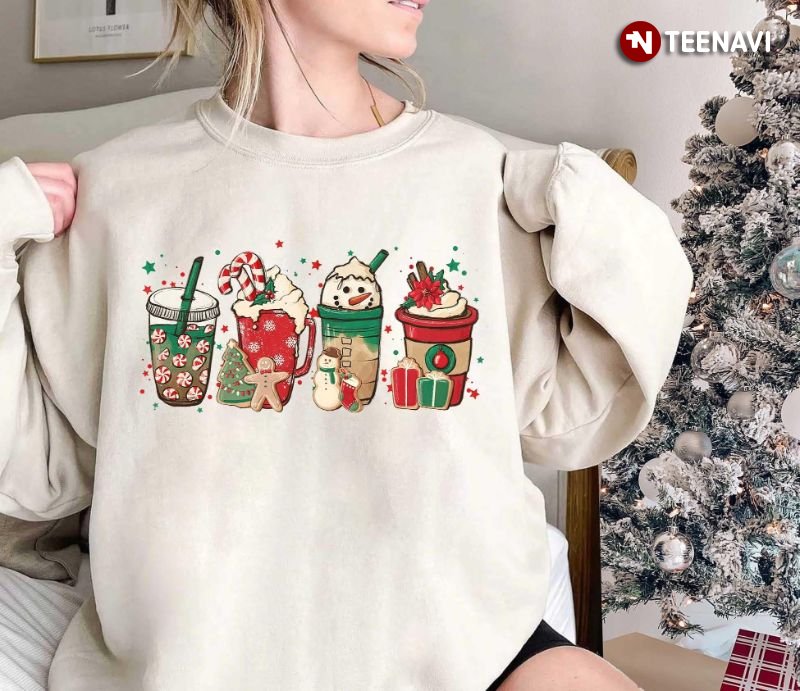 Cute Christmas Sweatshirt, Coffee Christmas