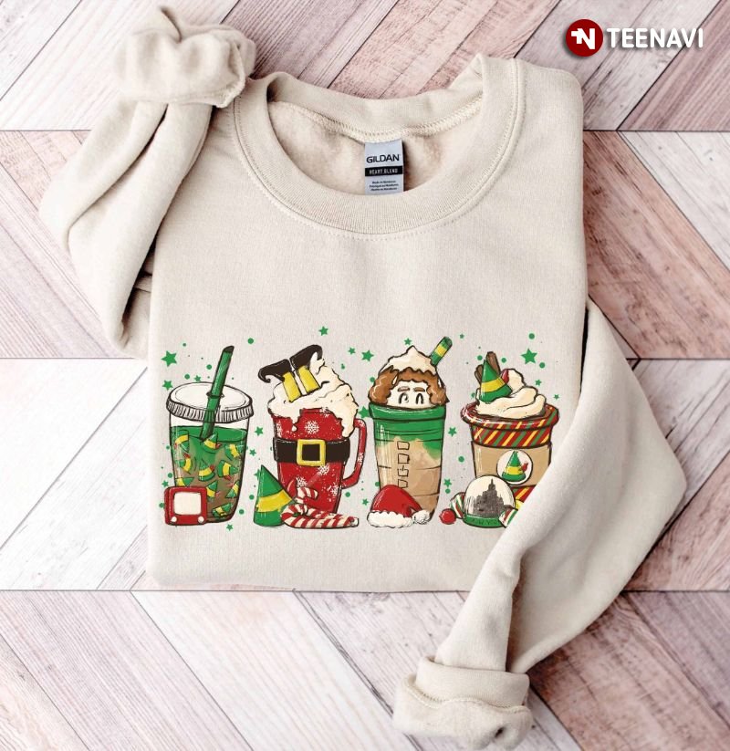 Elf Christmas Sweatshirt, Coffee Latte Christmas