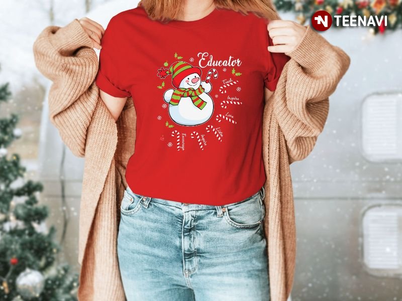 Christmas Gift For Teacher Shirt, Snowman Educator