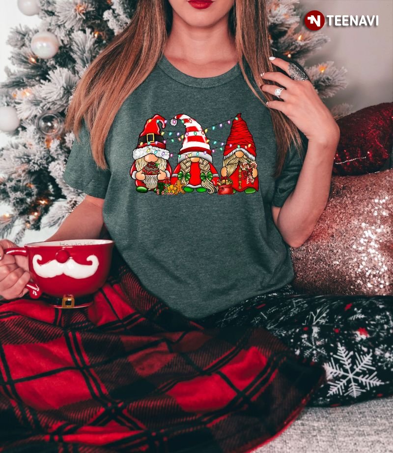 Trendy Christmas Gnomes Shirt, Gnomes With Fairy Lights
