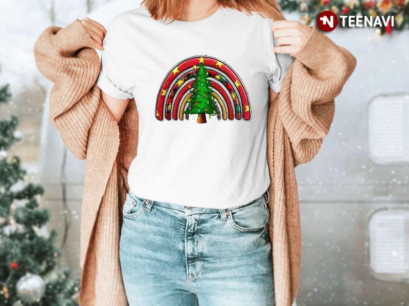 Christmas Rainbow Shirt, Christmas Tree Rainbow