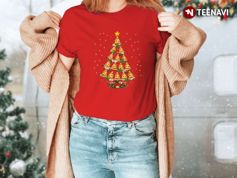 Christmas Pizza Tree Shirt, Pizza Lover