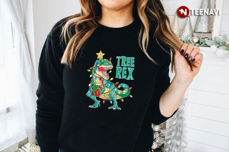 Christmas T-Rex Sweatshirt, Tree Rex