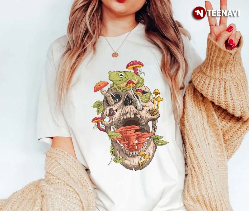 Skull Shirt, Skull With Frog And Mushrooms