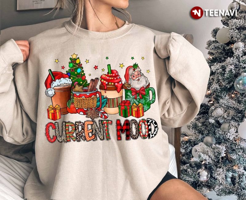 Christmas Latte Sweatshirt, Current Mood Leopard