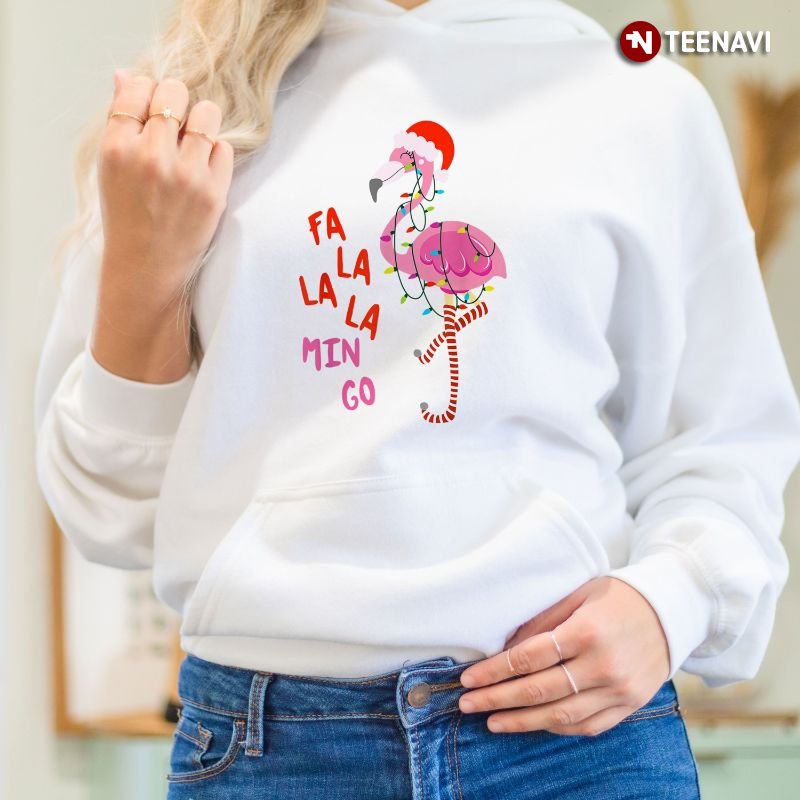 Flamingo Christmas Sweatshirt, Fa La La La Min Go