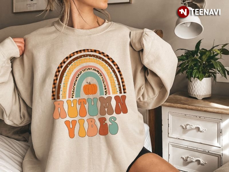 Autumn Lover Sweatshirt, Autumn Vibes Rainbow Leopard