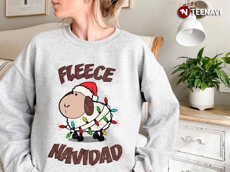 Spanish Christmas Cow Sweatshirt, Fleece Navidad