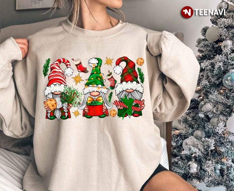 Christmas Day Gift Sweatshirt, Cute Christmas Gnomes
