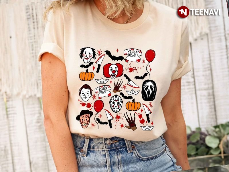 Halloween Vibes Shirt, Funny Horror Movies Characters