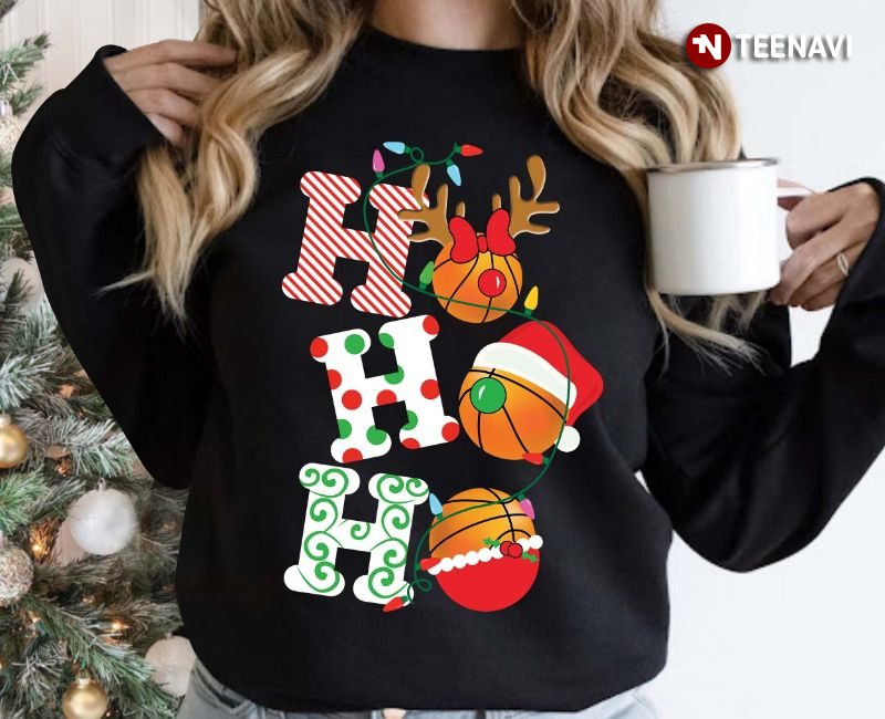 Ho Ho Ho Basketball Sweatshirt, Christmas Basketball Ball