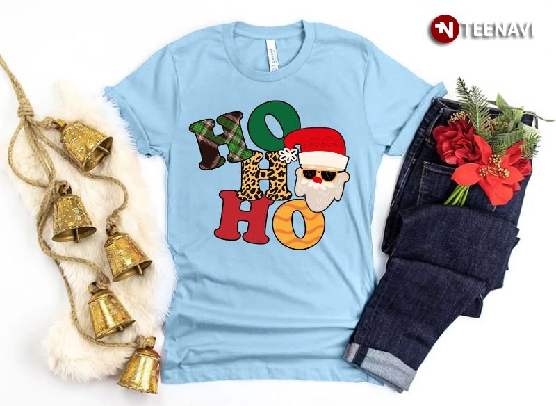 Funny Santa Christmas Shirt, Ho Ho Ho Leopard
